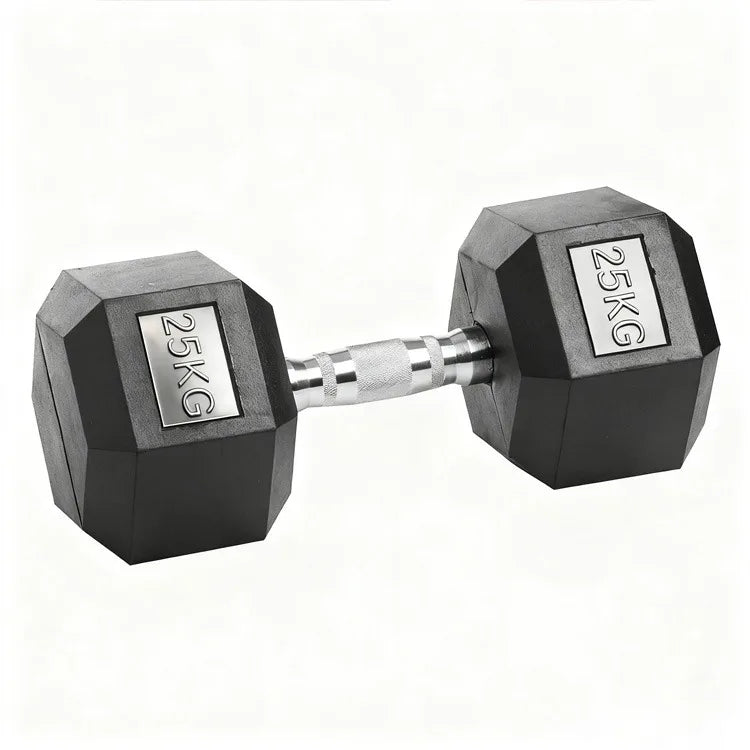 🏋️‍♂️ Mancuernas Hexagonales de Caucho AlphaGear – Entrenamiento de Fuerza Profesional (2,5 kg a 25 kg) ⚡