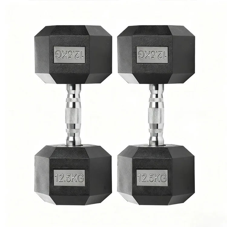 🏋️‍♂️ Mancuernas Hexagonales de Caucho AlphaGear – Entrenamiento de Fuerza Profesional (2,5 kg a 25 kg) ⚡